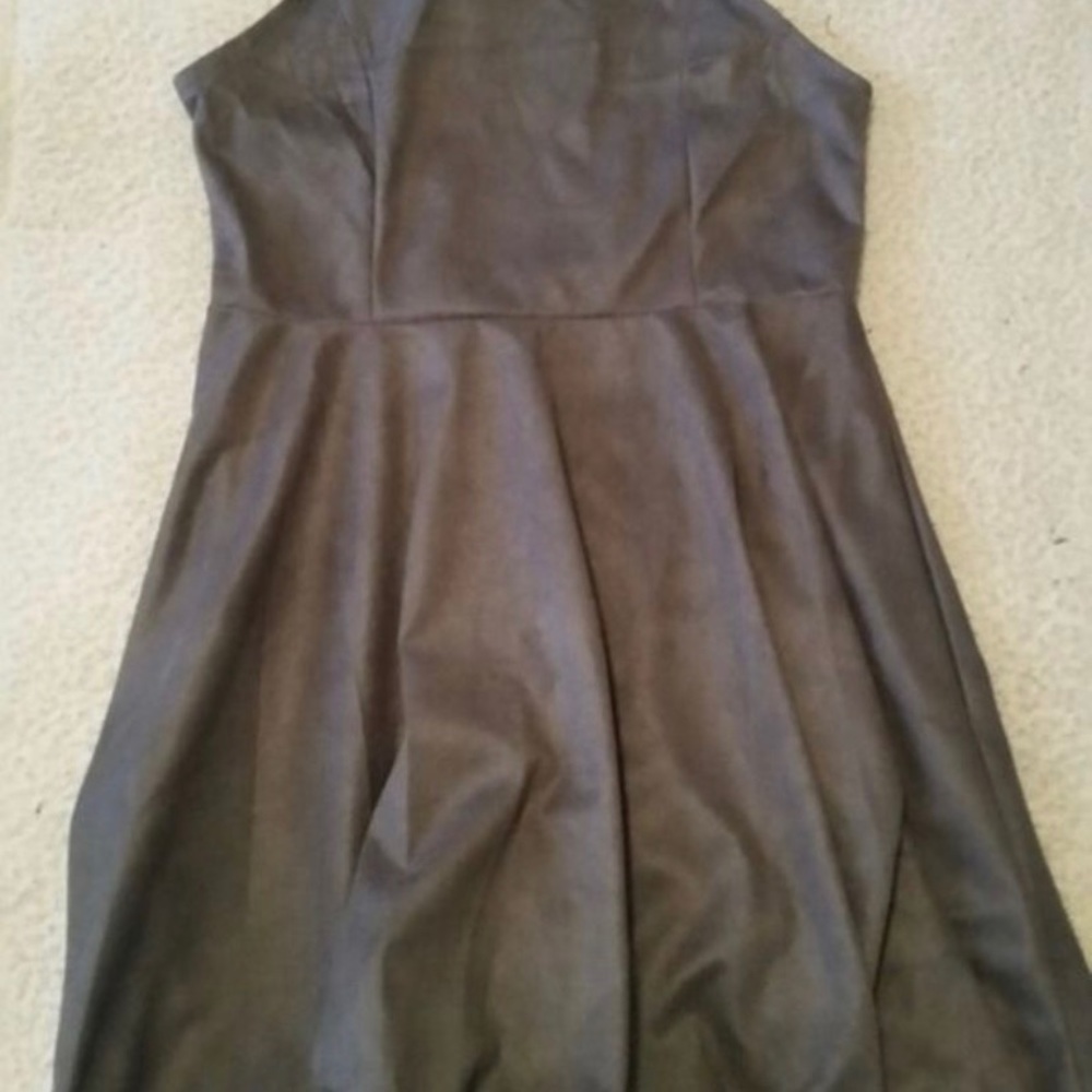 Lace-Up Gray Faux Suede Mini Dress - Picture 2 of 2